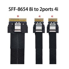 SFF-8654 8i 74Pin Slimline SAS Male to Dual 4i 38Pin Male Cable 50cm