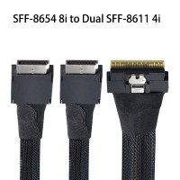 SFF-8654 8i 74Pin Slimline SAS Male to Dual SFF-8611 4i Male Cable 50cm