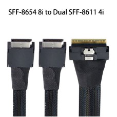 SFF-8654 8i 74Pin Slimline SAS Male to Dual SFF-8611 4i Male Cable 50cm